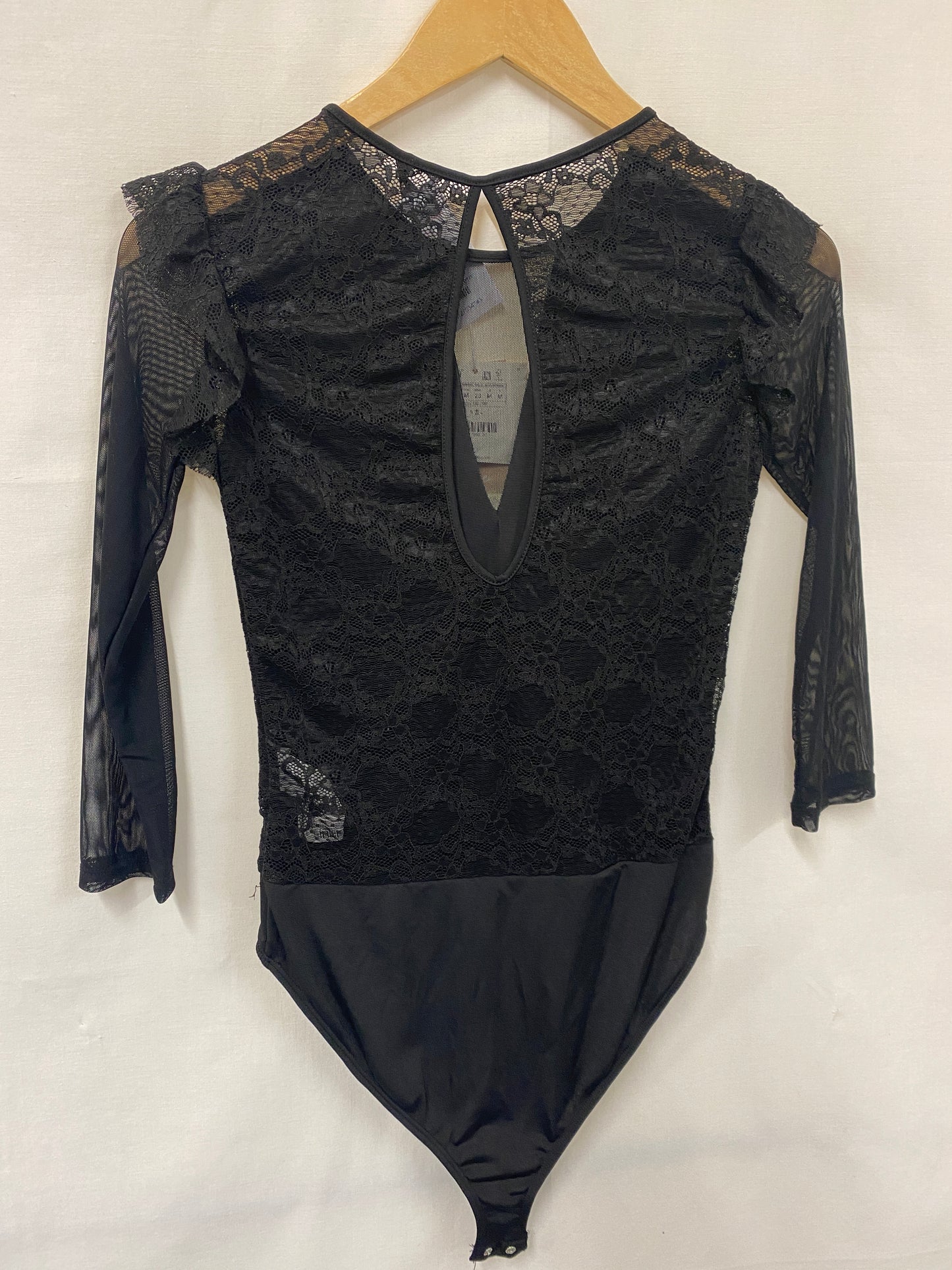 BNWT Black Lace Body Suit With Sheer Panels Size m