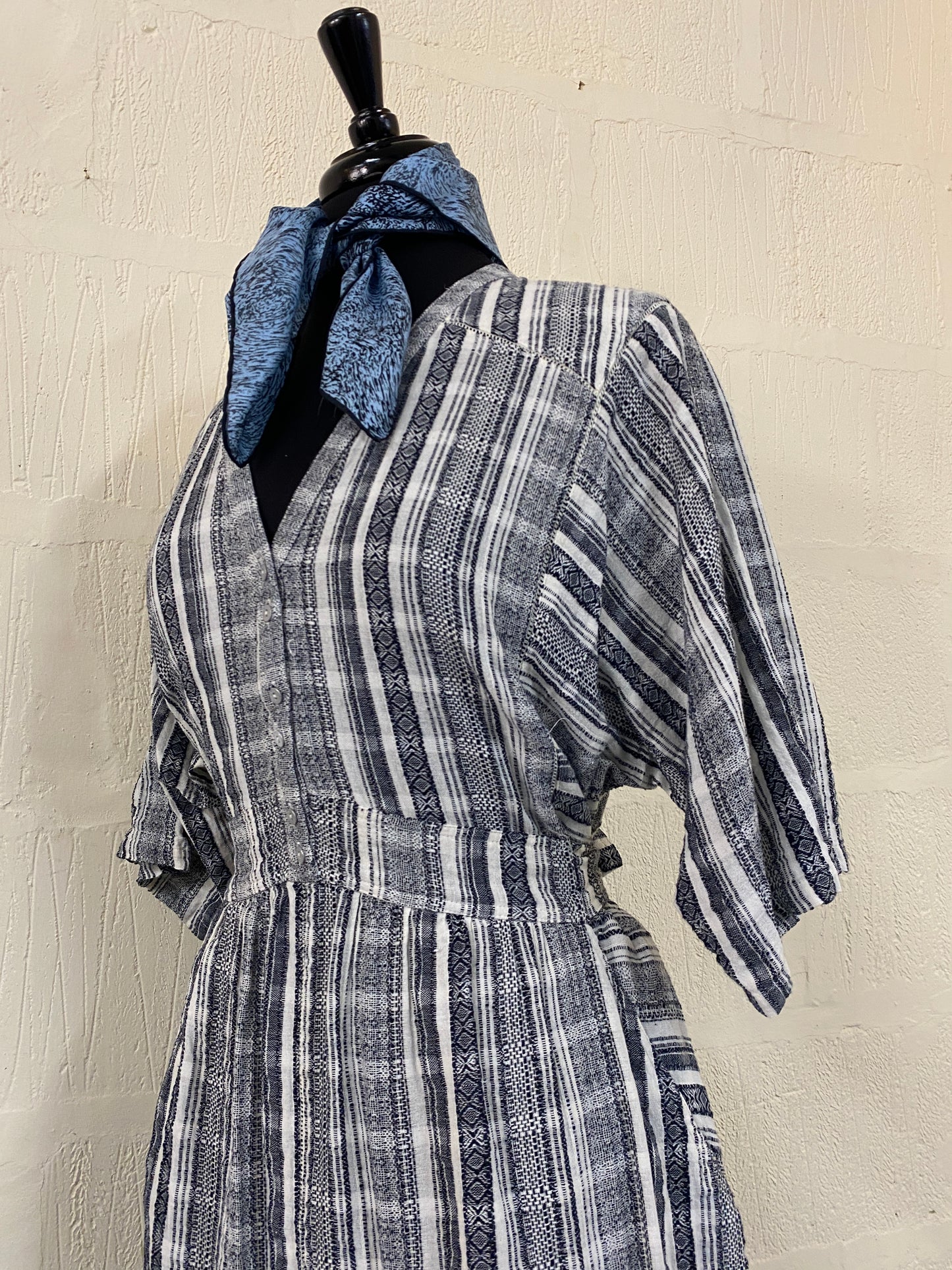 100% Cotton Navy & White Dress Size 18