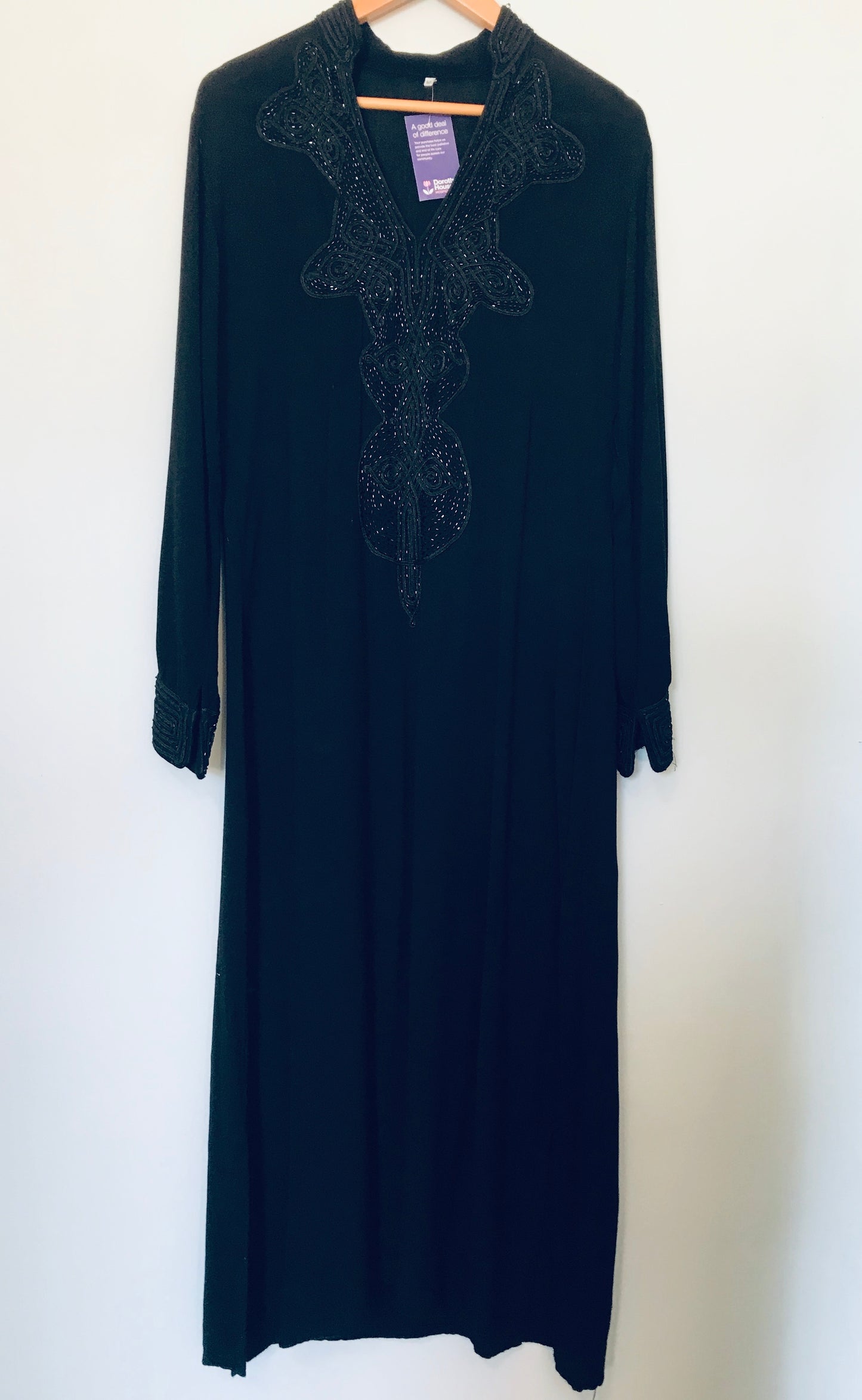 Vintage Black Beaded Kaftan Style Midi Dress 10