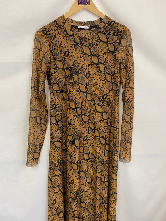 Brown & Black Snake Print Maxi Dress Size S