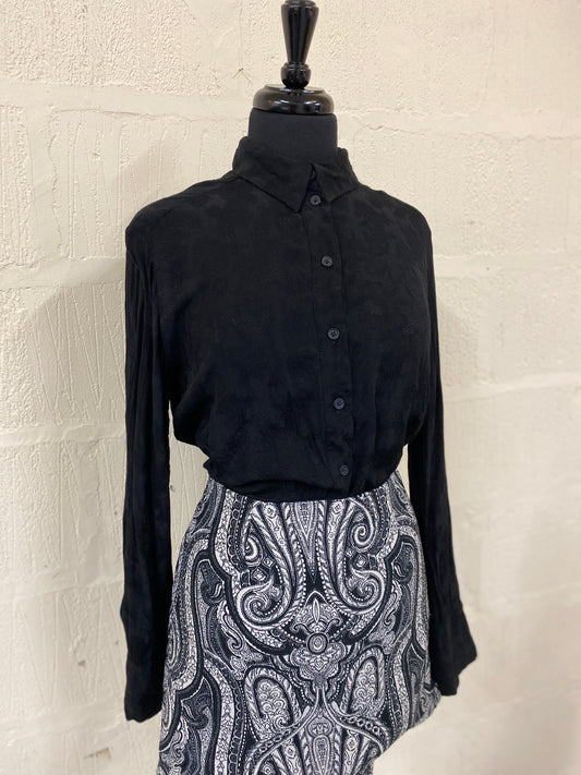 Patterned Black Long Sleeved Shirt Size 12