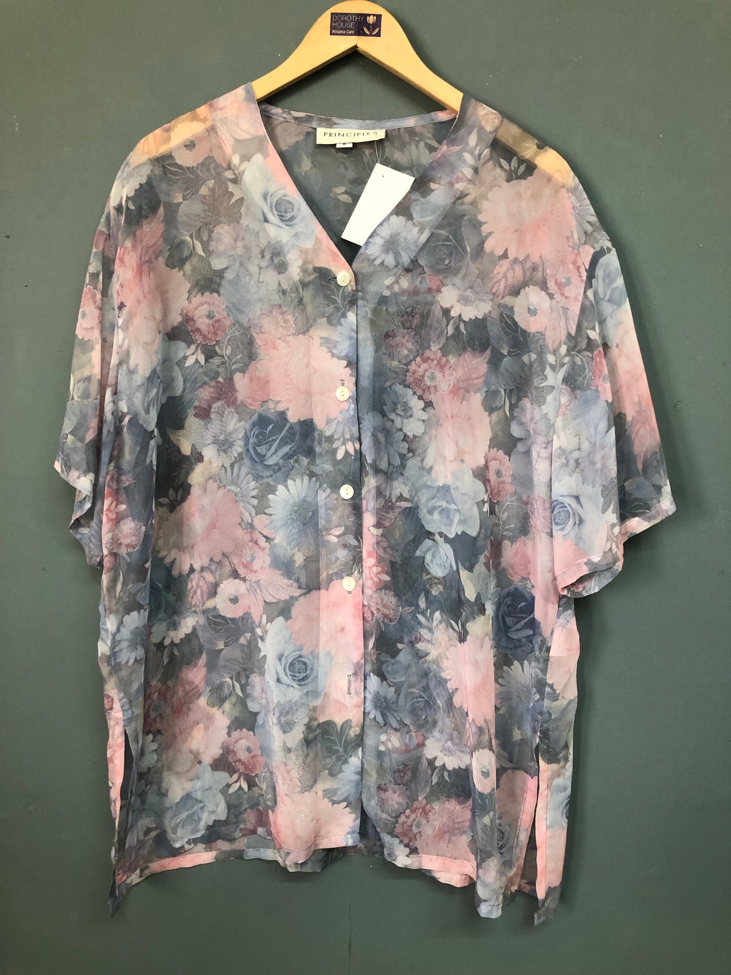 Principles Pastel Pink Floral Overshirt  Size 16